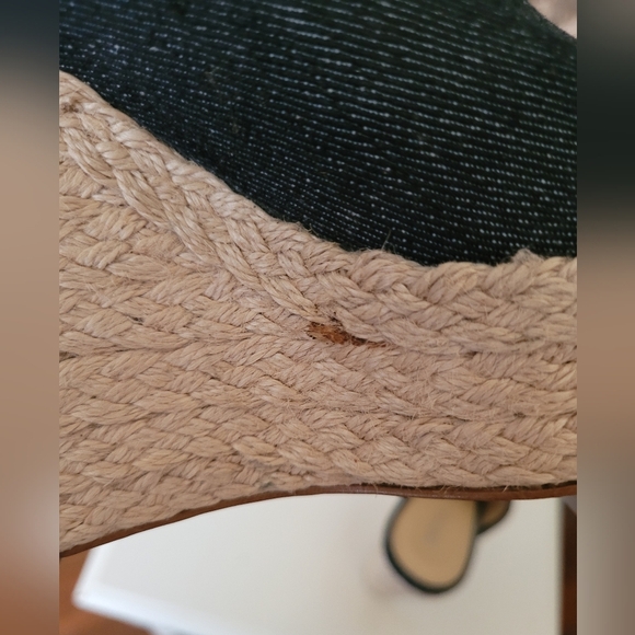 Michael Kors Hastings Mule Blue Fabric Peep Toe Wedge Size 7.5 - Picture 7 of 9